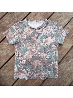Full Rile Camo Leaf Print T-Shirt